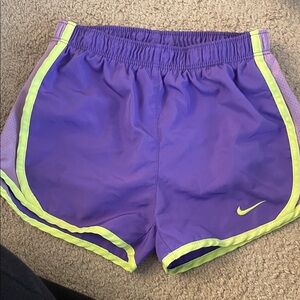 Nike Kids Purple Shorts with Lime Accents